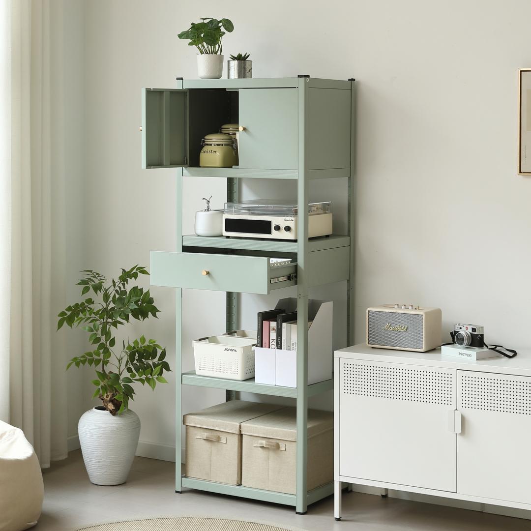 新作発表タイムセール中！スチール製可動ラック　分割可能　ボトル不要　GREEN