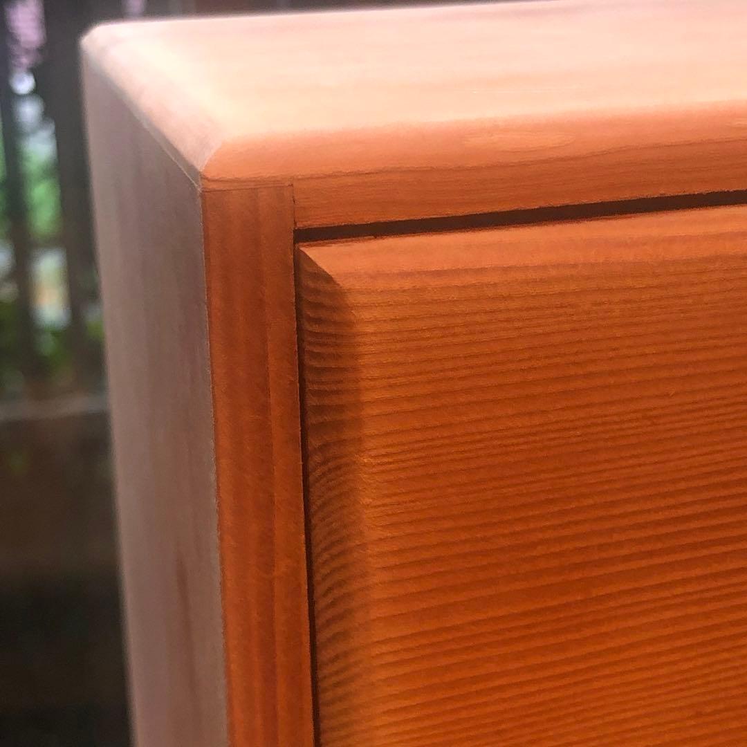 無塗装《木箱引き出し３杯 》真鍮取手 収納 古物