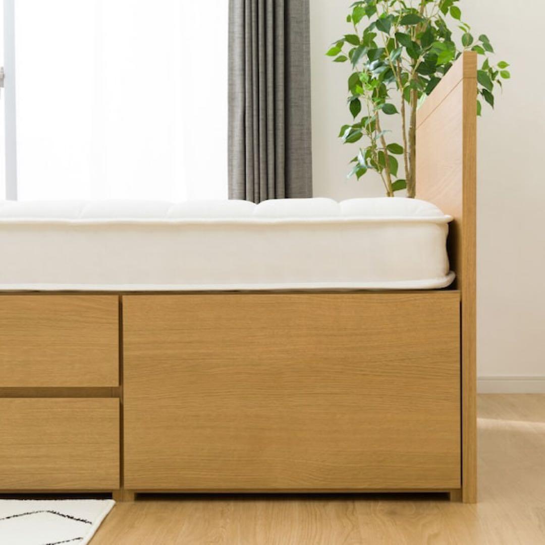 ナチュラルウッド すのこベッド 引き出し付き