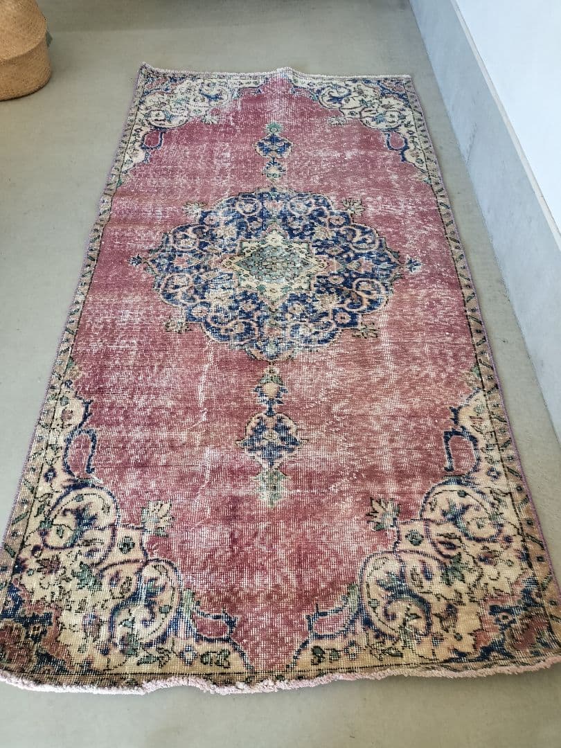 くすみピンクパープル ネイビーのメダリオンラグ No.741 - メルカリ