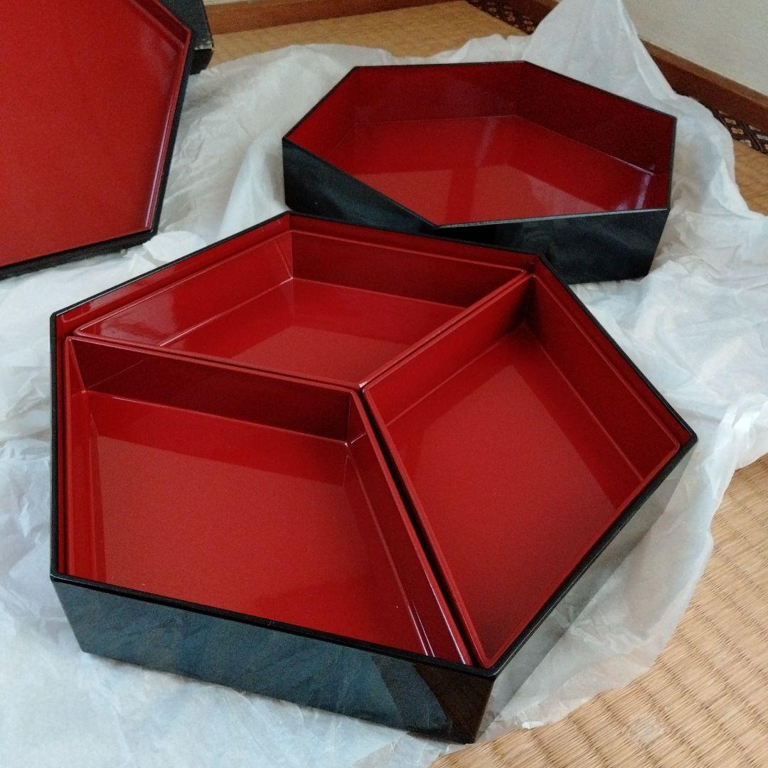 新品未使用品 山本寛斎 ZEN 六角二重箱 おせち 二段箱 天 KANSAI 皿