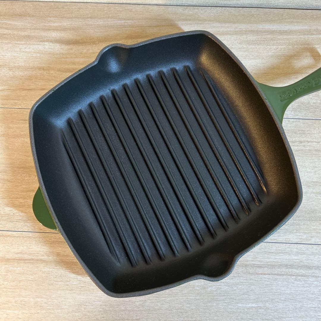 ルクルーゼ　スクエア　スキレット　グリルパン　グリル　26cm グリーン