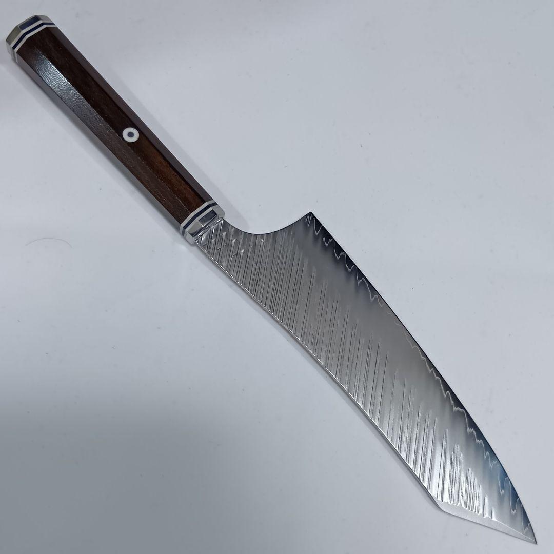 鬼反り切付型 V金10号 9層クラッド鋼 牛刀 包丁 22cm 黒檀八角柄