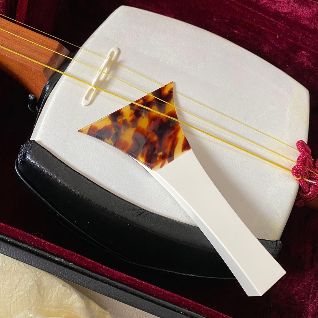 皮張替済・すぐ弾ける】津軽三味線 撥3本(鼈甲含)・チューナー・ハード