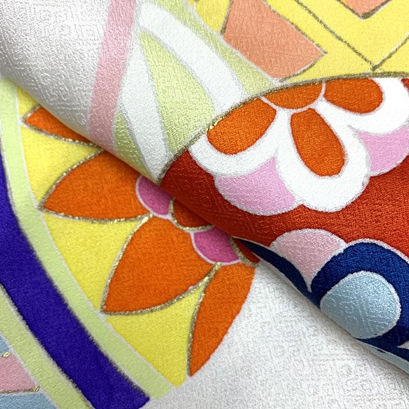 504ag6,帯揚げ帯締めしごき□七五三 七歳 女児 着物&袋帯 毬 芝文