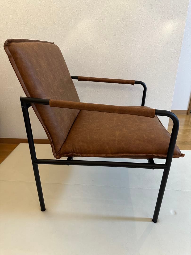 ブラウン 合成皮革 1人掛けソファ