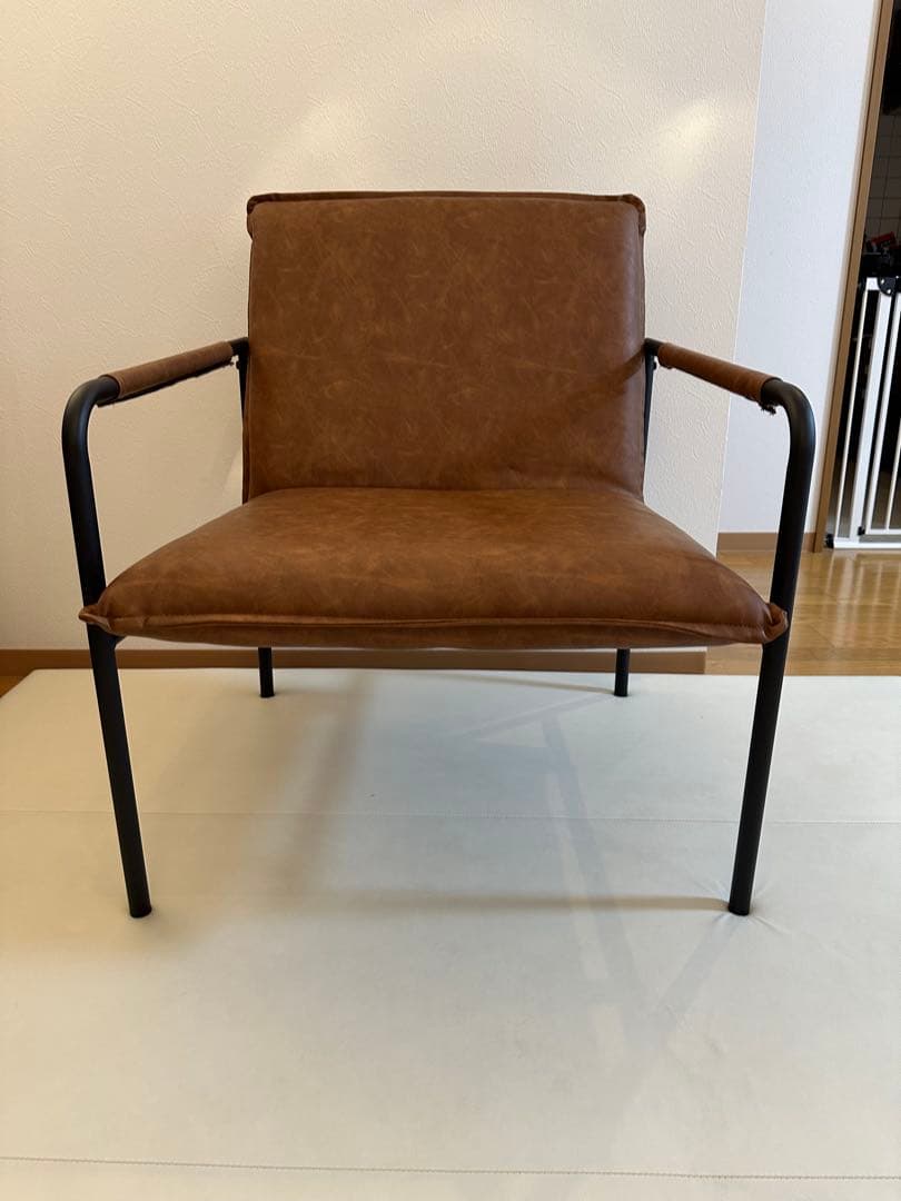 ブラウン 合成皮革 1人掛けソファ