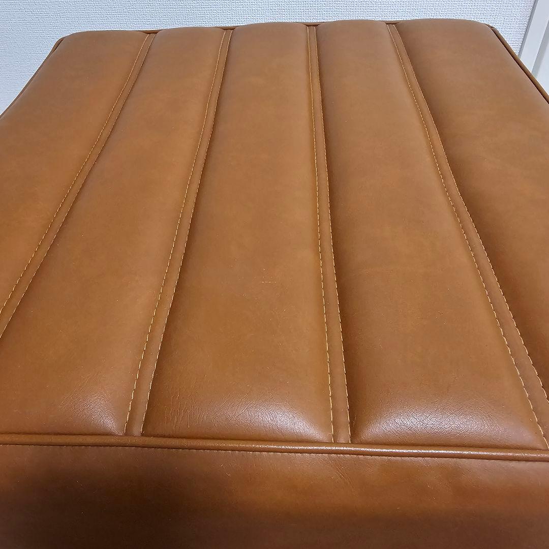 【送料込み】日本製 オットマン 合皮 レザー調 ブラウン