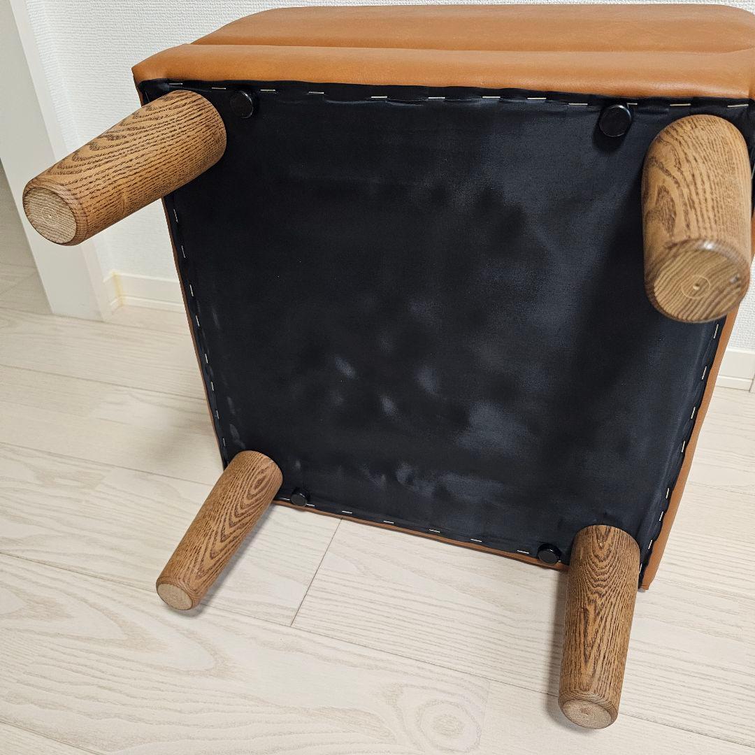 【送料込み】日本製 オットマン 合皮 レザー調 ブラウン