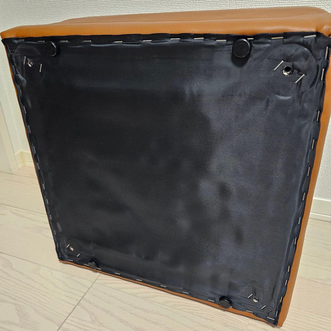 【送料込み】日本製 オットマン 合皮 レザー調 ブラウン