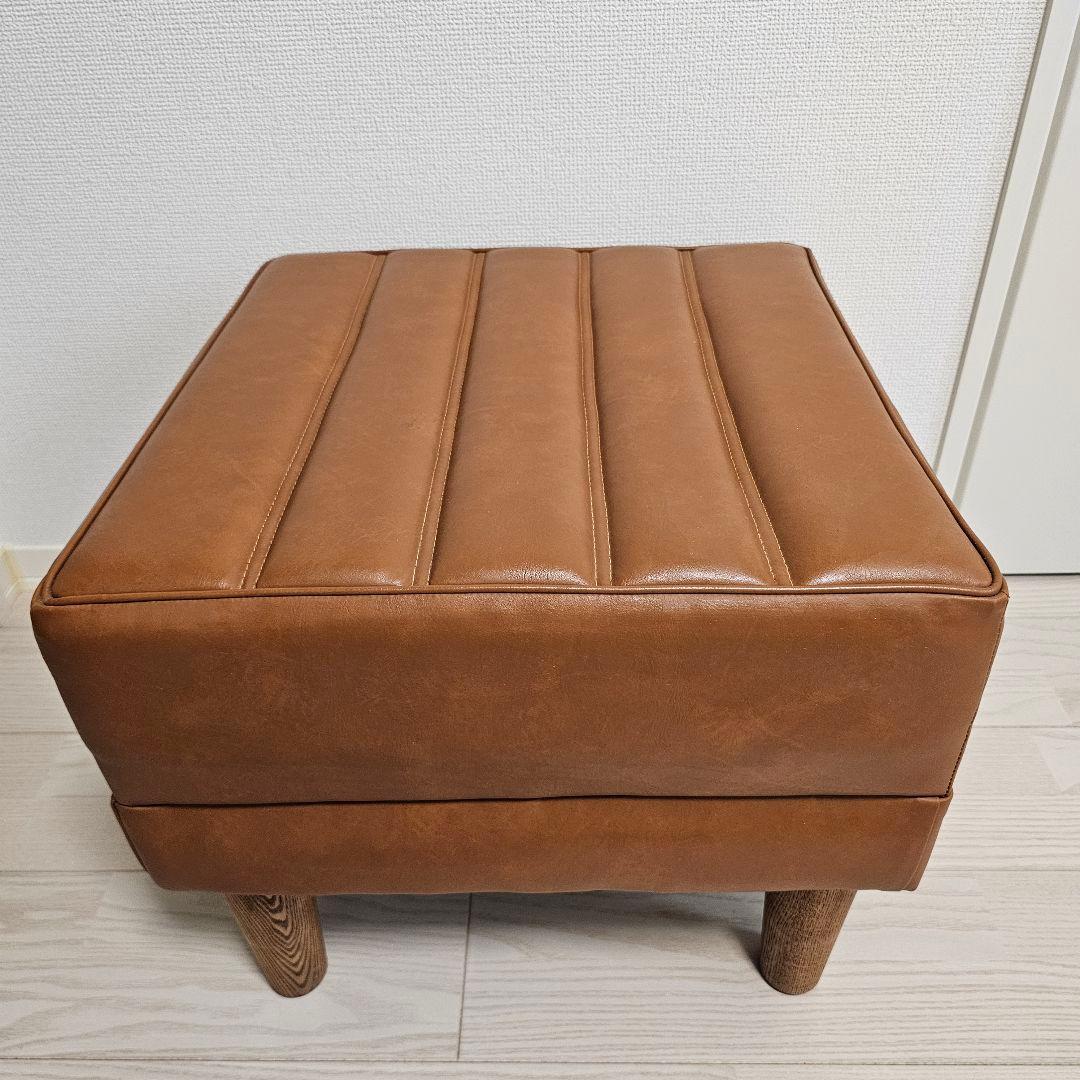 【送料込み】日本製 オットマン 合皮 レザー調 ブラウン