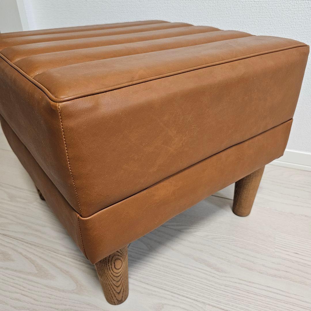 【送料込み】日本製 オットマン 合皮 レザー調 ブラウン