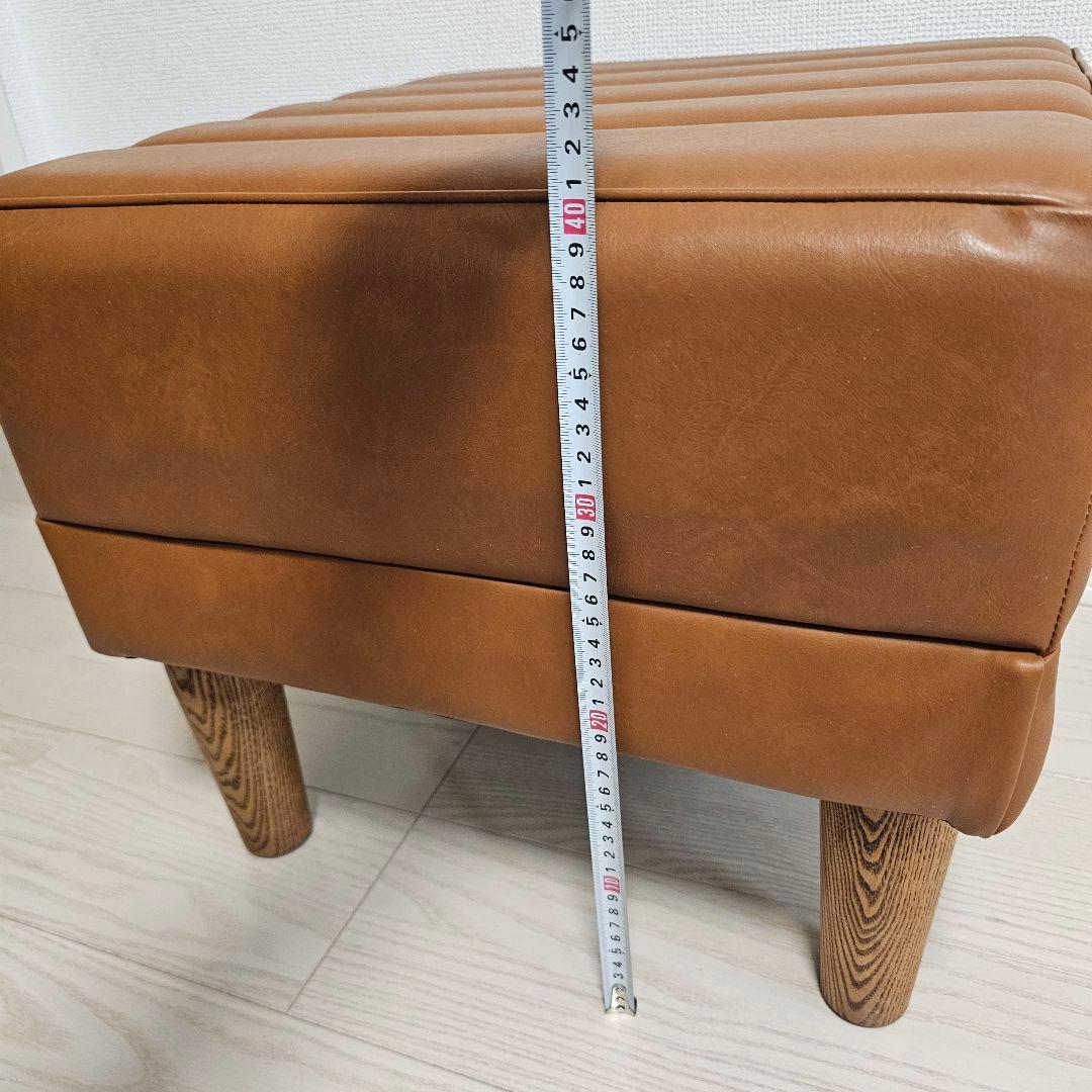 【送料込み】日本製 オットマン 合皮 レザー調 ブラウン