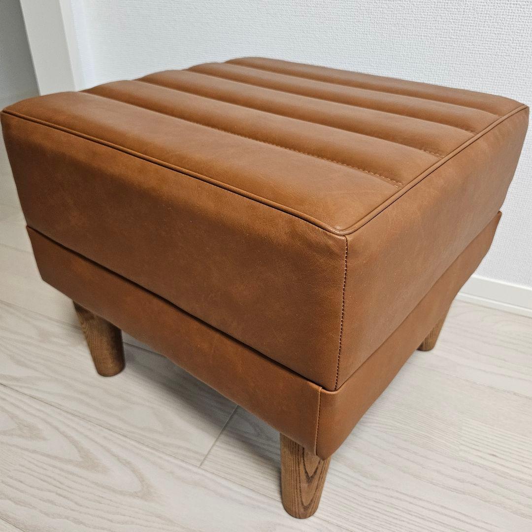 【送料込み】日本製 オットマン 合皮 レザー調 ブラウン