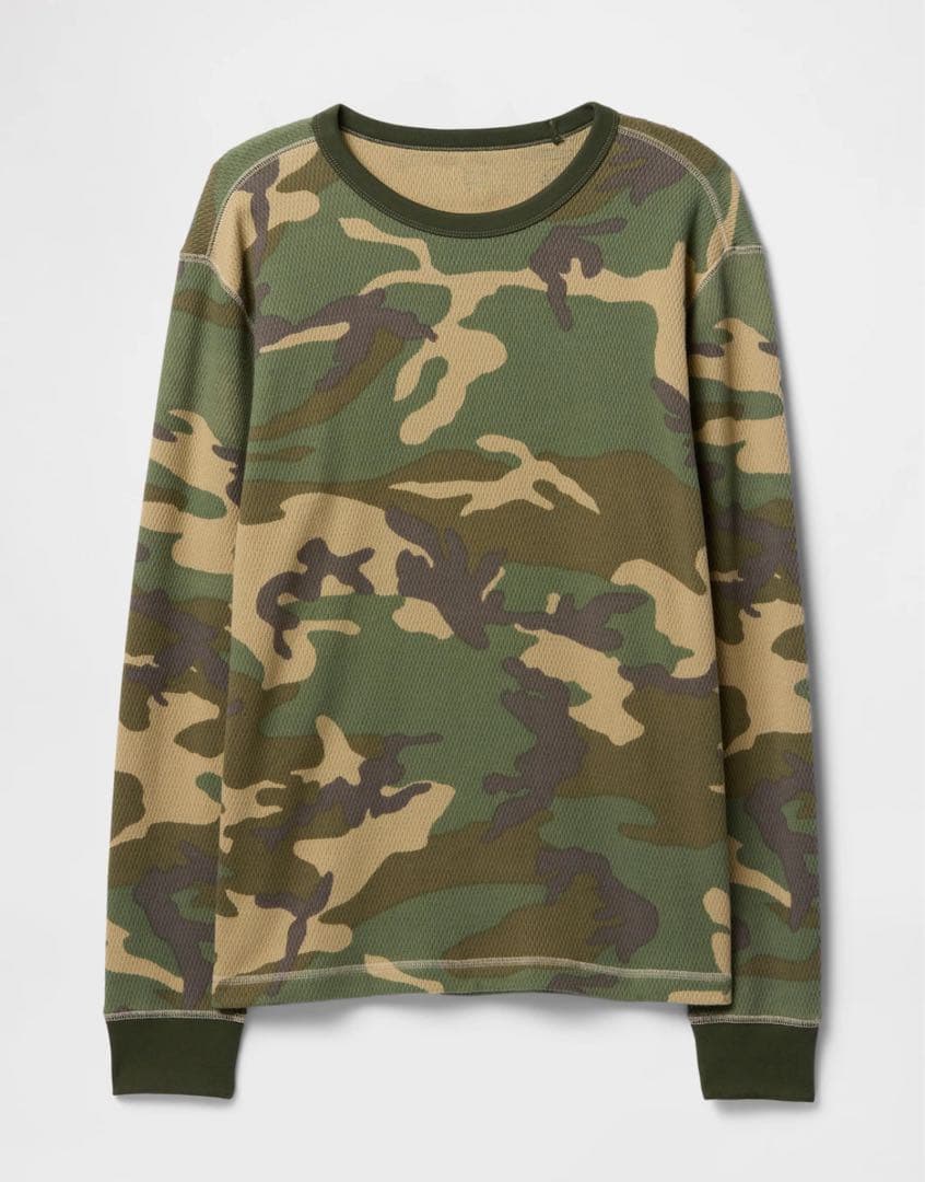 海外限定】GAP カモ柄サーマル ロンT XS（日本S〜M相当） 大幅値下げ