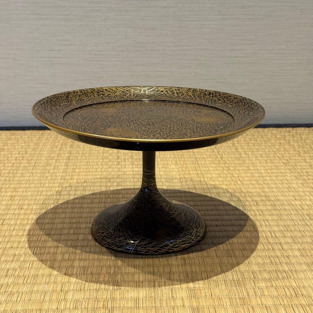 高麗屋謹製 松葉蒔絵 小高月 共箱 菓子器 高杯 美品