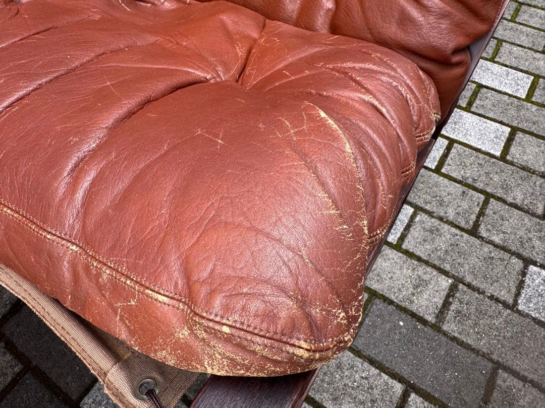 ブラウンレザー リクライニングソファ