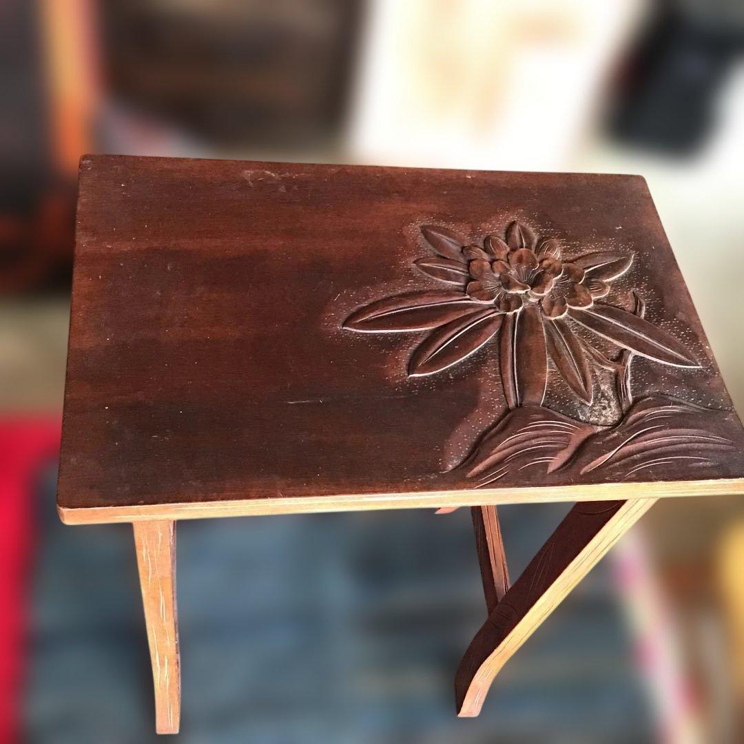 アンティーク軽井沢彫り　花台　収納　家具 櫻