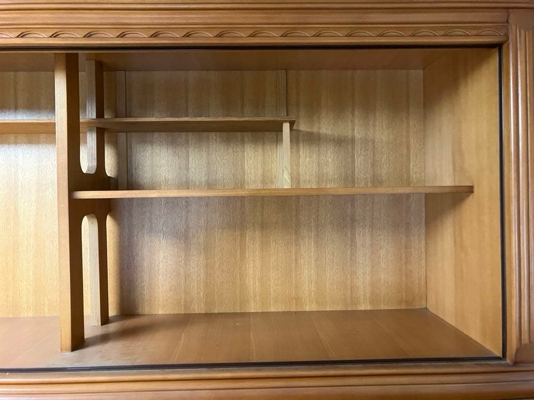 和風 レトロ 上置き 木製のガラス引き戸 飾り棚