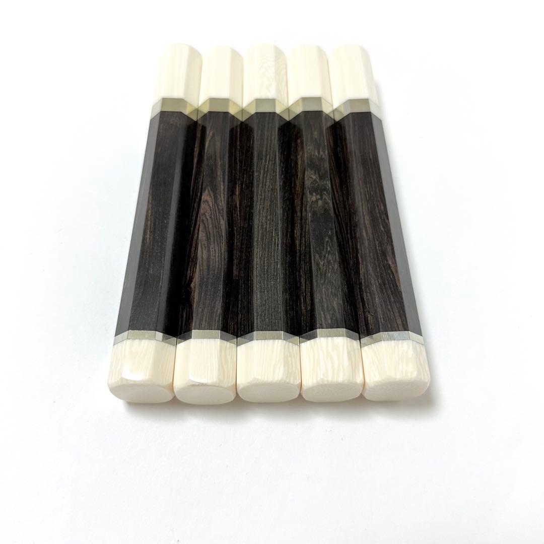 5本セット 二段銀巻 人工象牙 柳刃360 黒檀 柳刃尺2手作り 包丁柄