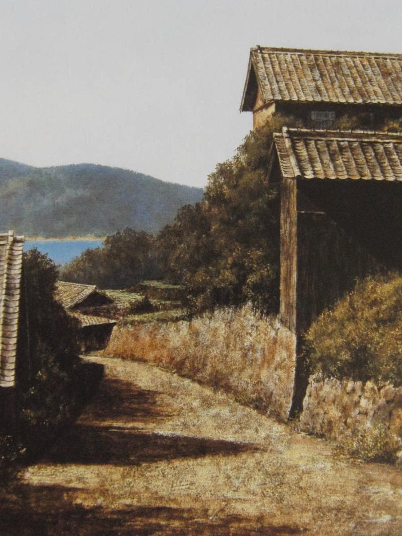 身野友之、【海の見える丘】、希少な額装用画集より、新品額装付