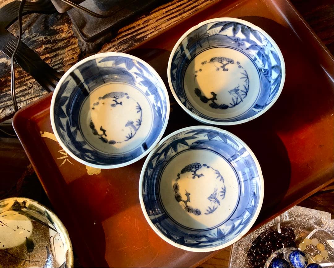 ◆307◆ 和食映え！　伊万里小鉢3客　江戸　蛇の目高台　なます皿　約15cm