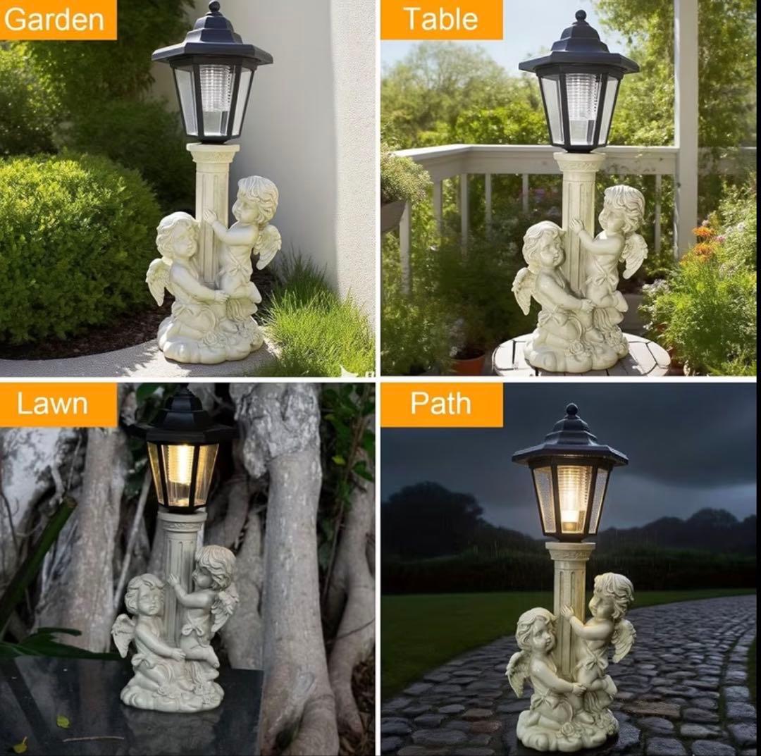 【自動点灯】天使像 ソーラーライト 屋外 防水 ガーデン街灯