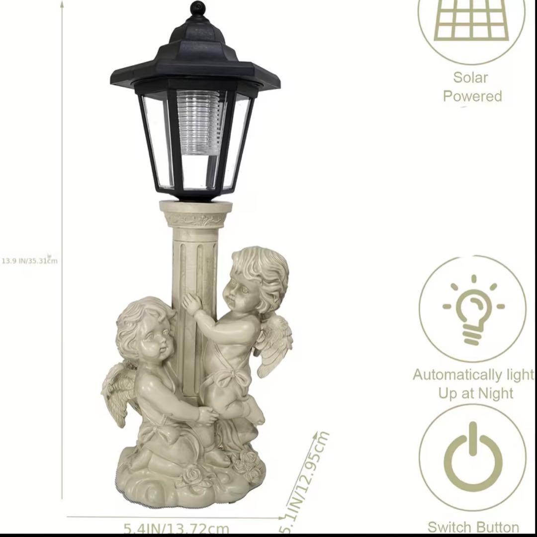 【自動点灯】天使像 ソーラーライト 屋外 防水 ガーデン街灯