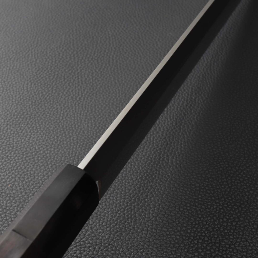 10304極薄 ムキモノ包丁 8寸 刃は究極の切れ味 刺身包丁黒檀黒水牛角八角柄