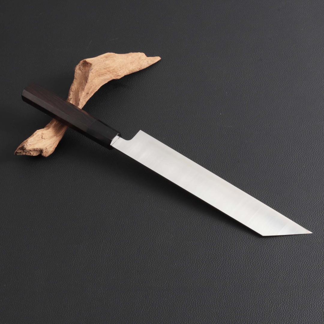 10304極薄 ムキモノ包丁 8寸 刃は究極の切れ味 刺身包丁黒檀黒水牛角八角柄