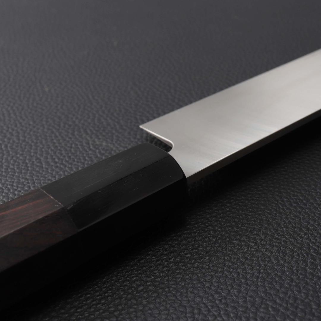 10304極薄 ムキモノ包丁 8寸 刃は究極の切れ味 刺身包丁黒檀黒水牛角八角柄