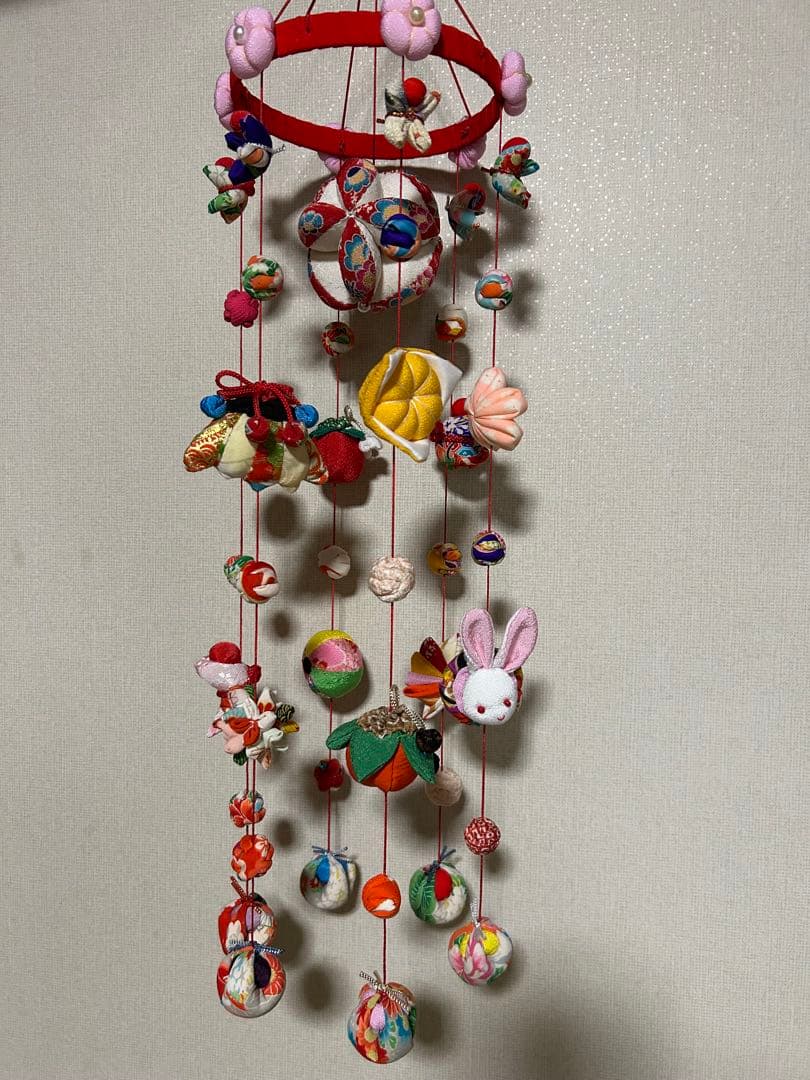 ハンドメイド吊るし雛　吊るし飾り　七宝鞠　お正月　ひな祭り　ちりめん