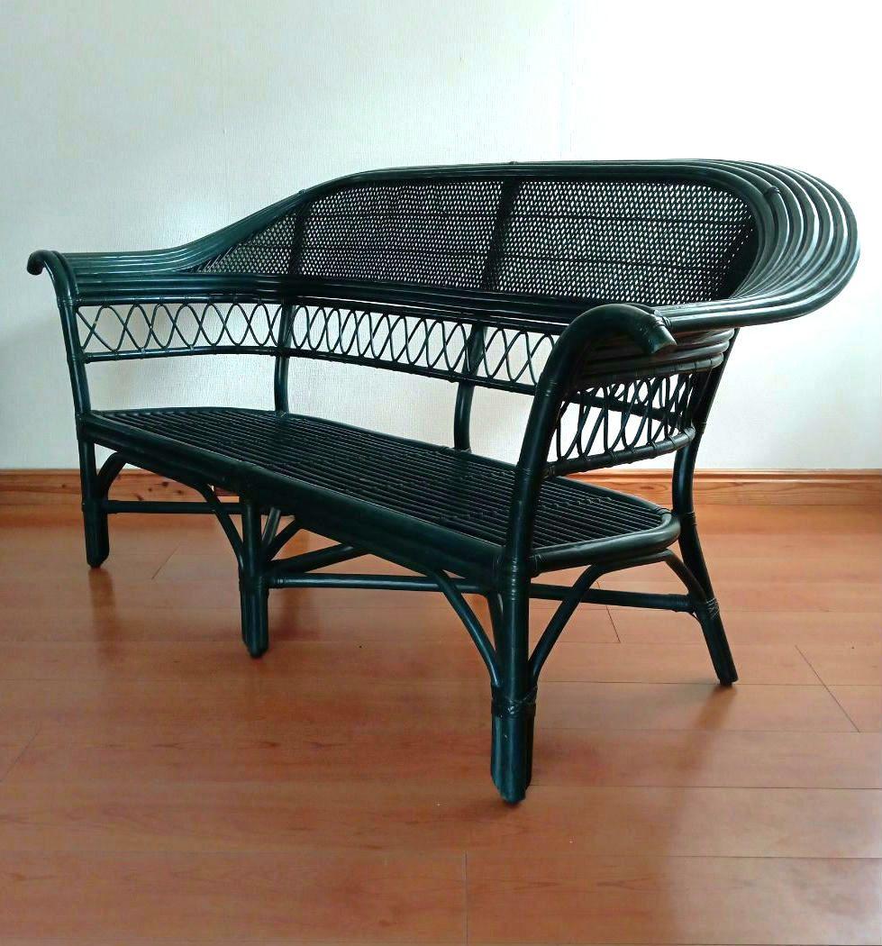 左肘 籐製ソファ｜ガタつきなし・店舗什器可