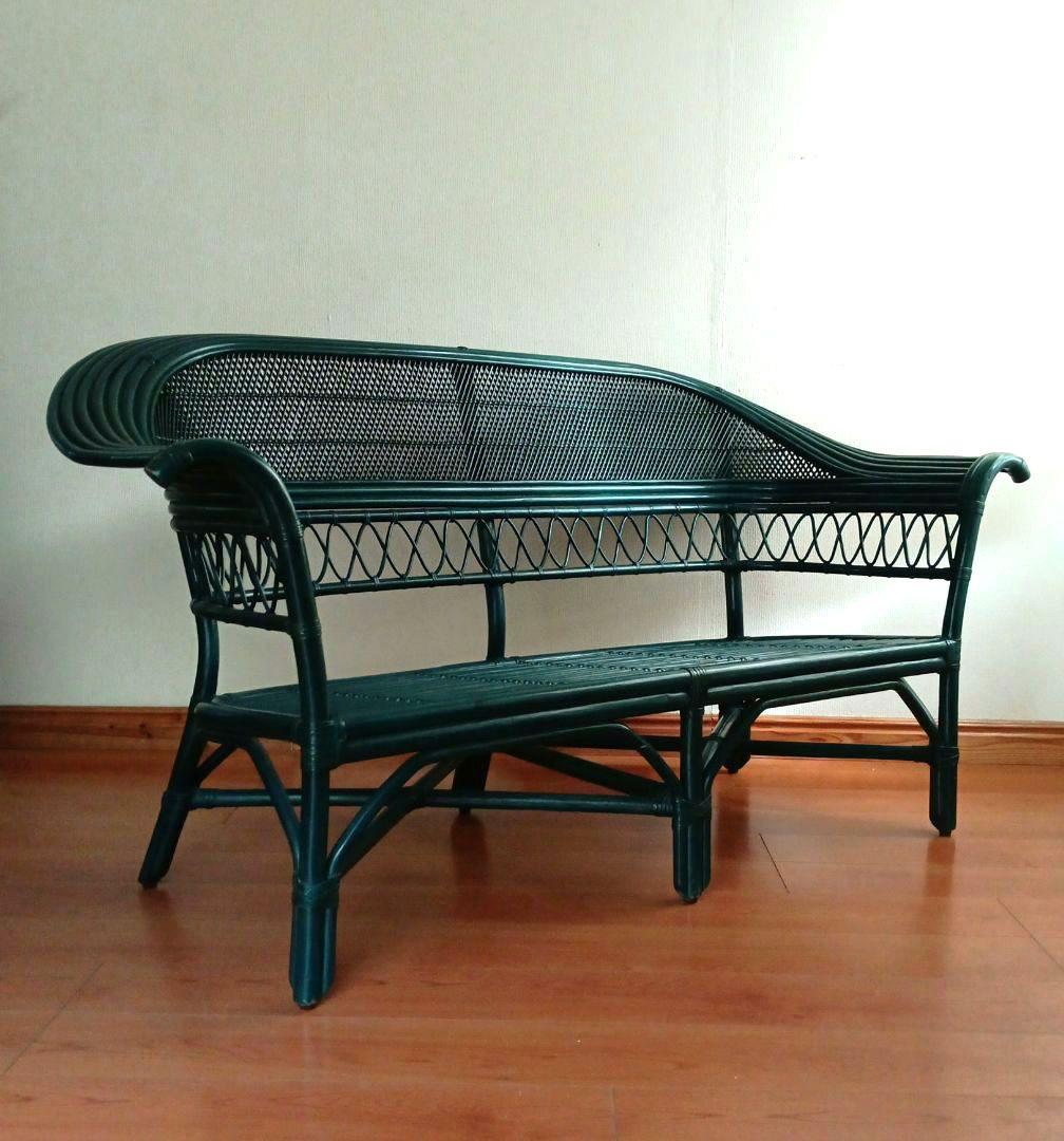 左肘 籐製ソファ｜ガタつきなし・店舗什器可