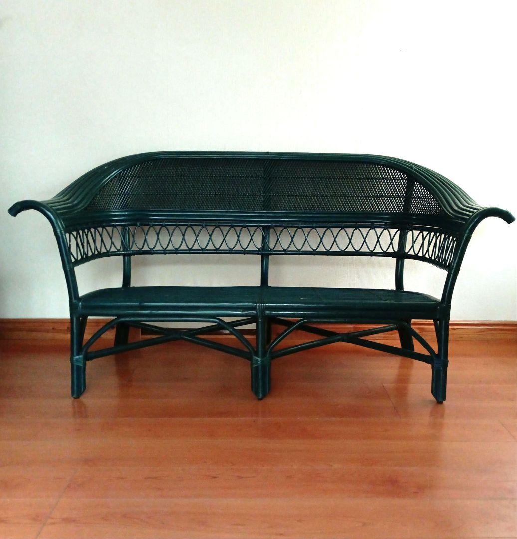 左肘 籐製ソファ｜ガタつきなし・店舗什器可