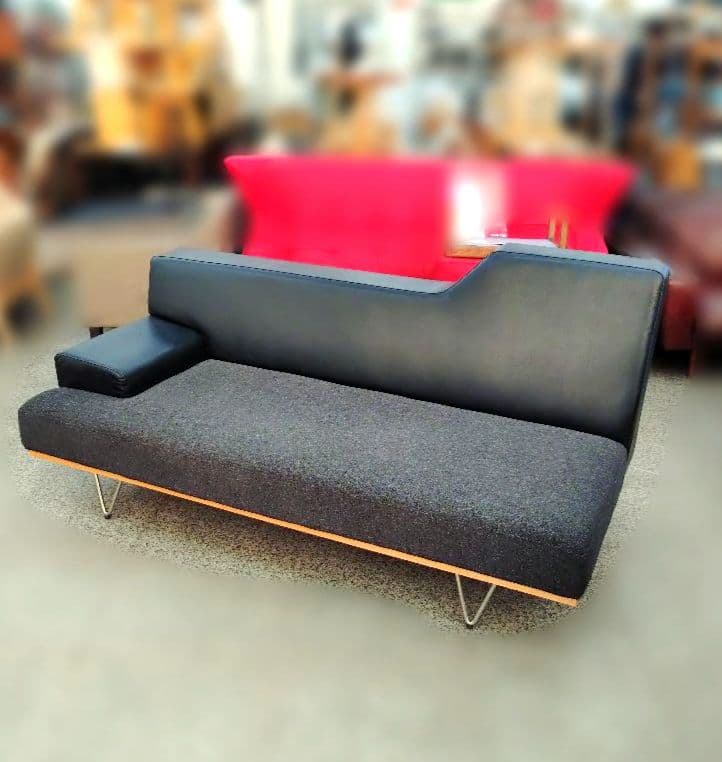 CRASHGATE イットソファ 2.5人掛右肘 ロイヤルブラック×ダークグレー