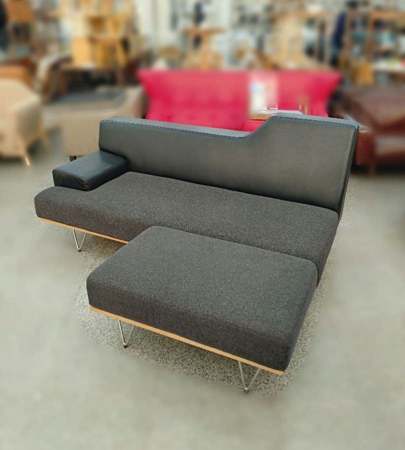 CRASHGATE イットソファ 2.5人掛右肘 ロイヤルブラック×ダークグレー