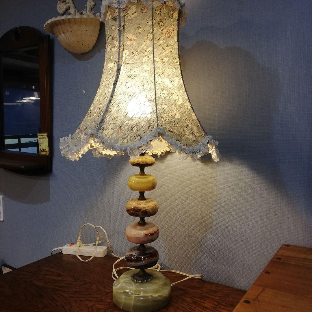M●希少 アンティークテーブルランプ　オニキス　大理石　レトロ