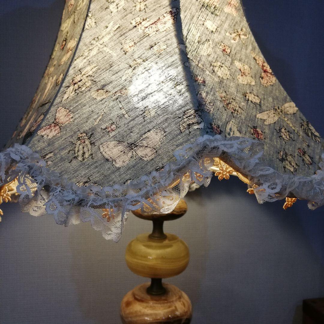 M●希少 アンティークテーブルランプ　オニキス　大理石　レトロ