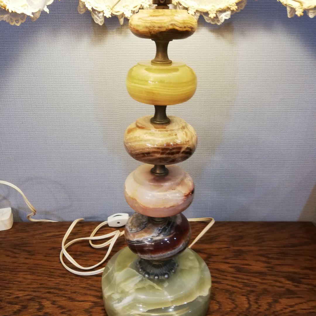 M●希少 アンティークテーブルランプ　オニキス　大理石　レトロ