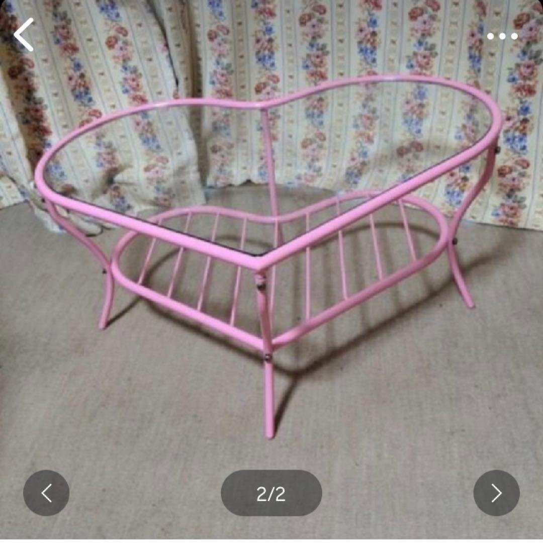 ハート型ガラステーブル【文京区　引取限定】