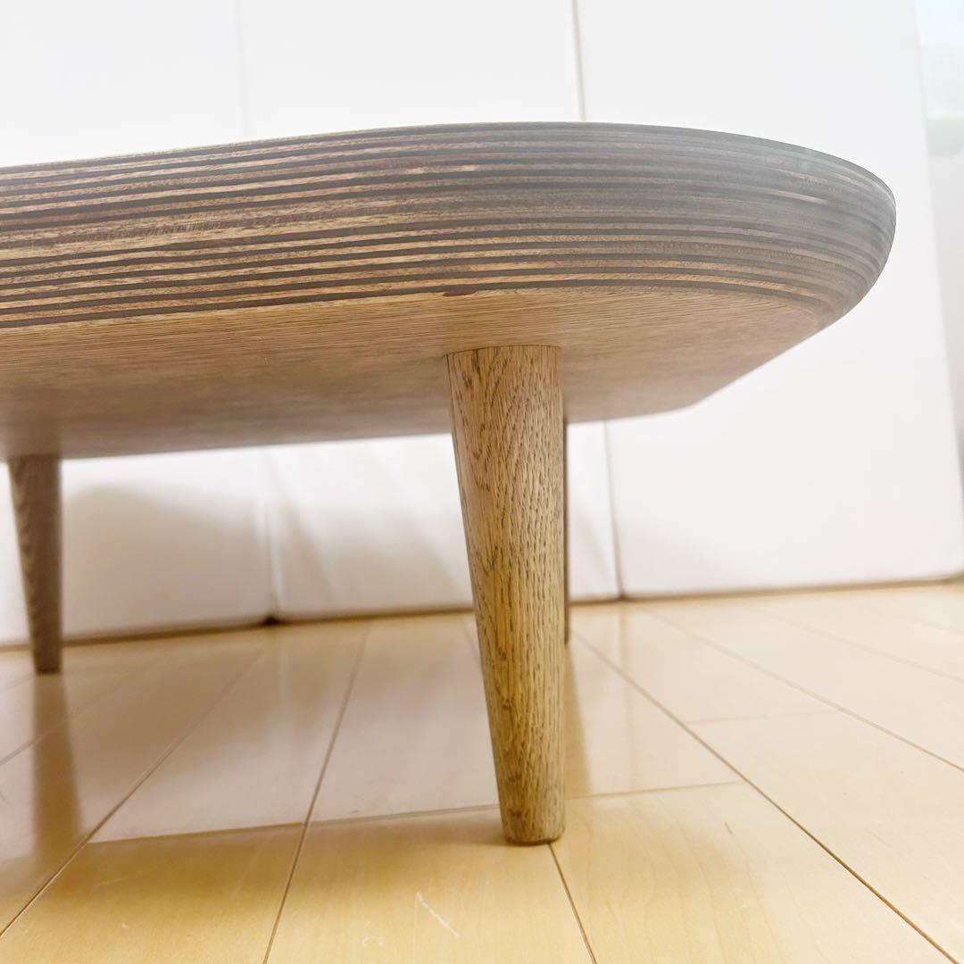 オーク無垢材　ローテーブル　天然木　ちゃぶ台　プライウッド　変形スクエア　角丸