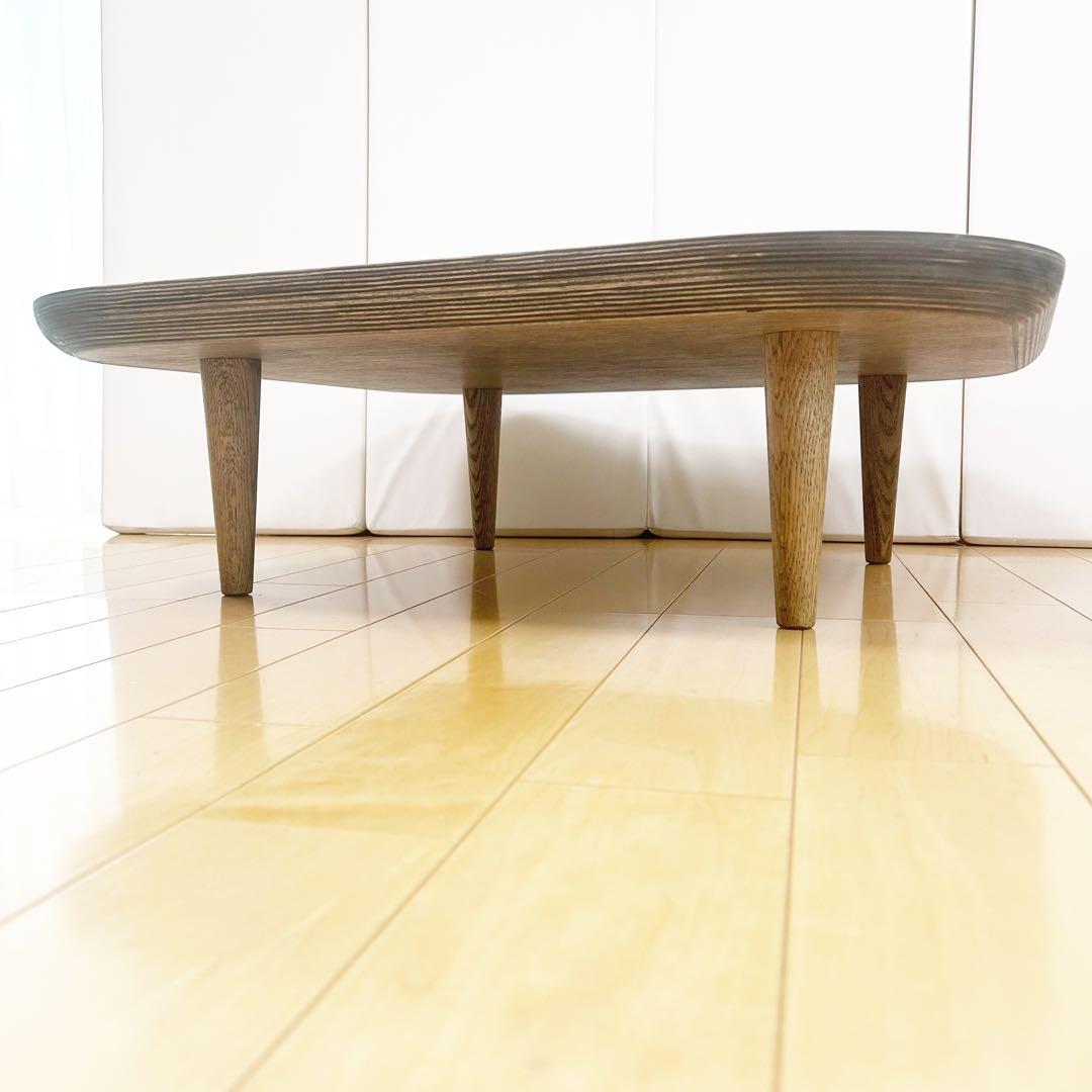 オーク無垢材　ローテーブル　天然木　ちゃぶ台　プライウッド　変形スクエア　角丸