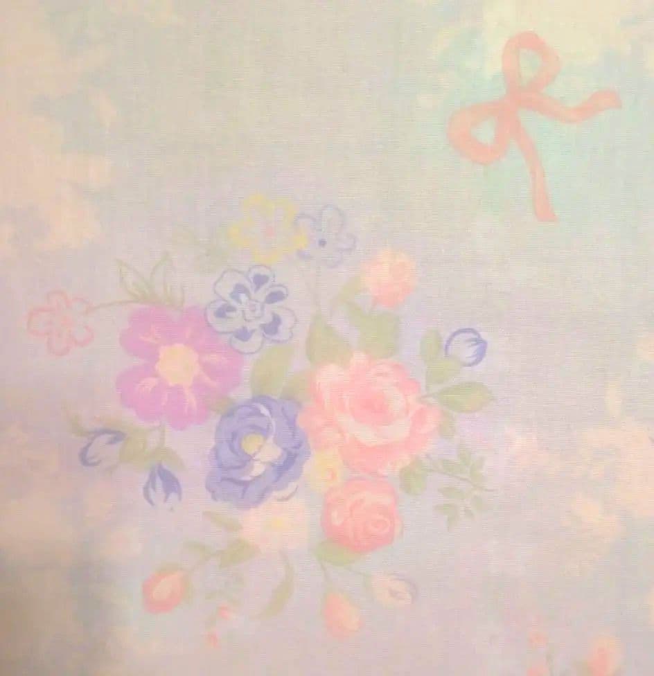 新品★水色にパステル玉薔薇ブーケリボン柄 シングル掛け布団カバー枕カバーセット