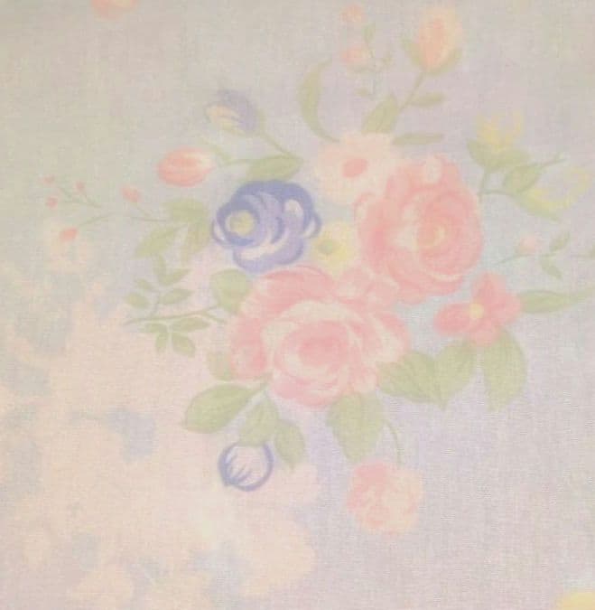 新品★水色にパステル玉薔薇ブーケリボン柄 シングル掛け布団カバー枕カバーセット