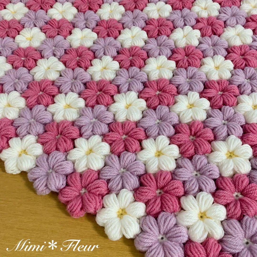 ＊ モリーの花 ＊ ブランケット ひざ掛け マルチマット ピンク パープル