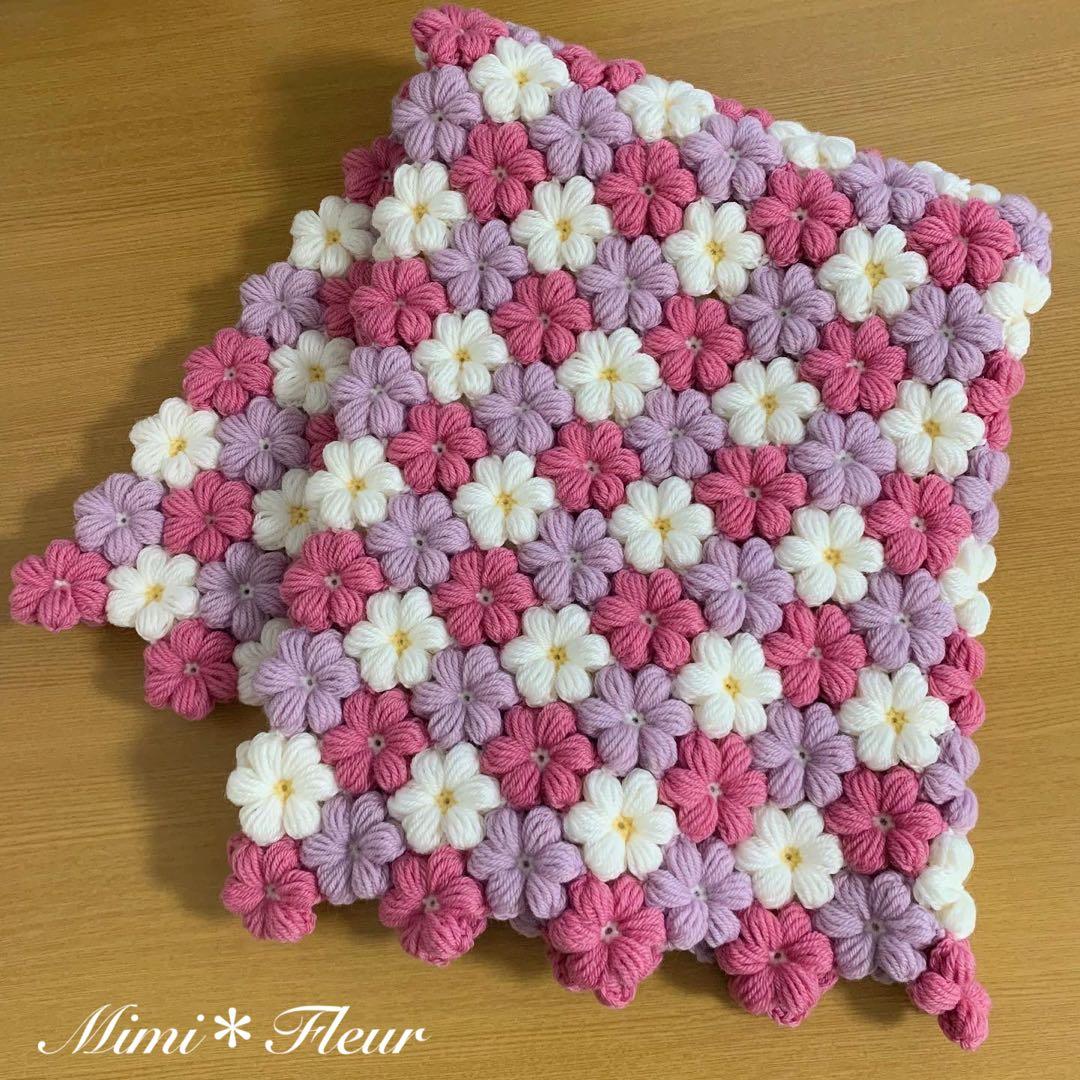 ＊ モリーの花 ＊ ブランケット ひざ掛け マルチマット ピンク パープル