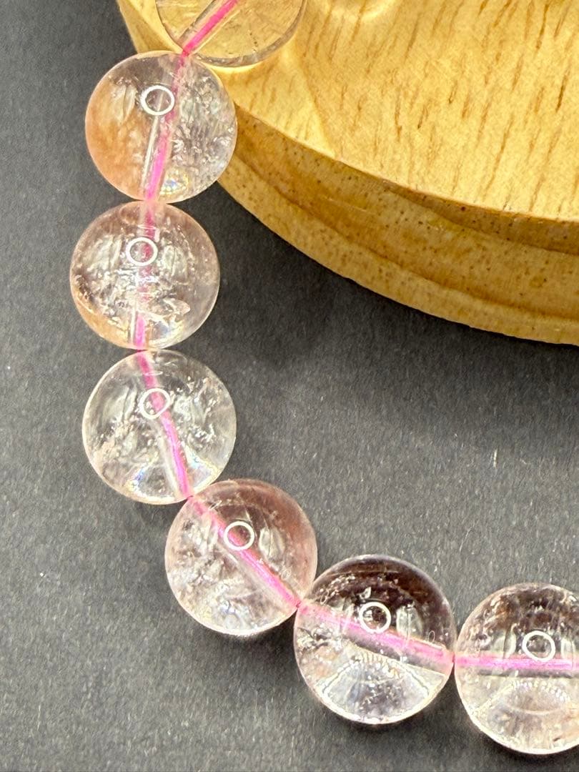 天然石 ピンクサゲニティッククォーツ ブレスレット （内周・15cm）④