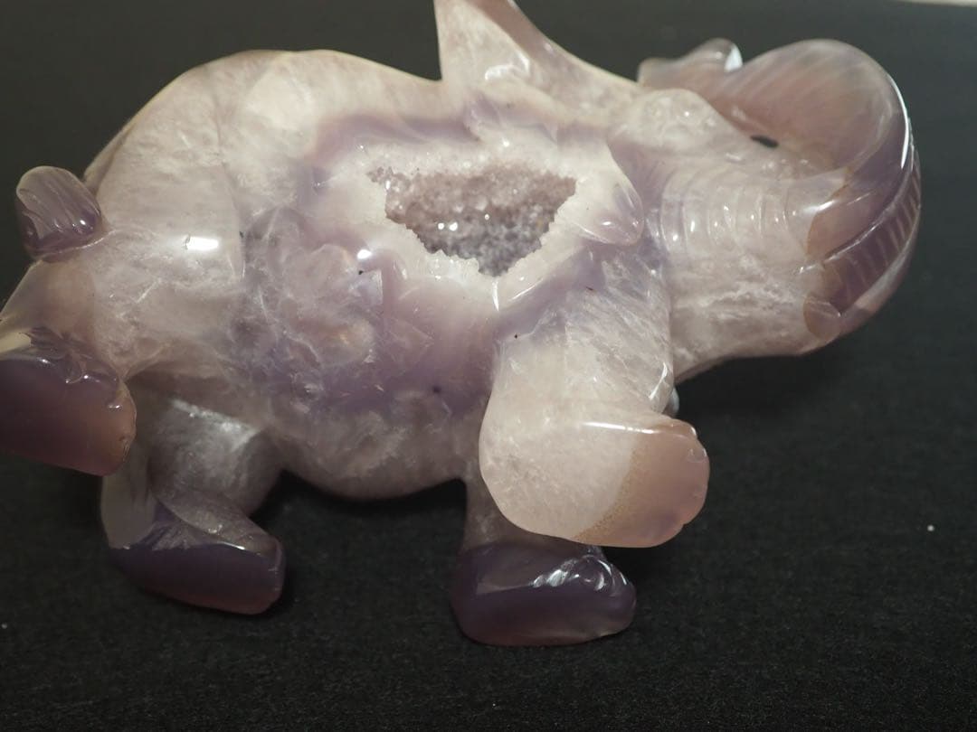 瑪瑙 ジオード 象の置物