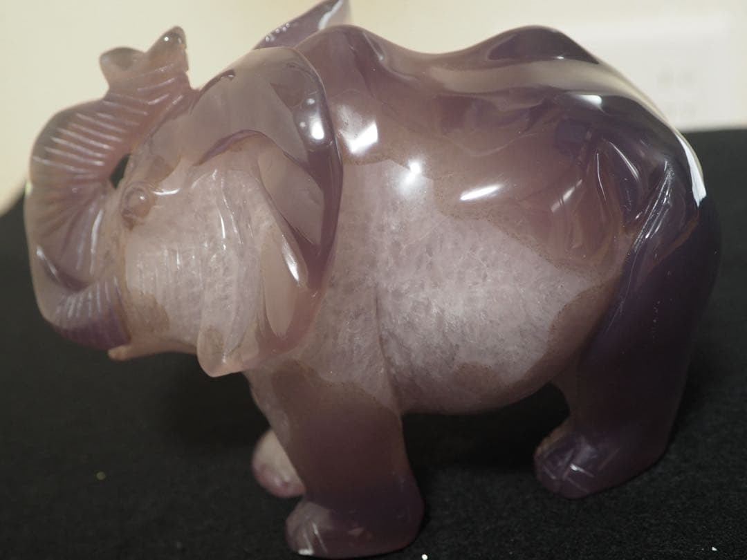 瑪瑙 ジオード 象の置物